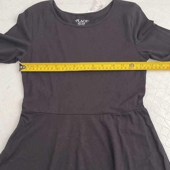 The children’s place black stretch long sleeve crew neck fit and flare dress - Picture 5 of 9